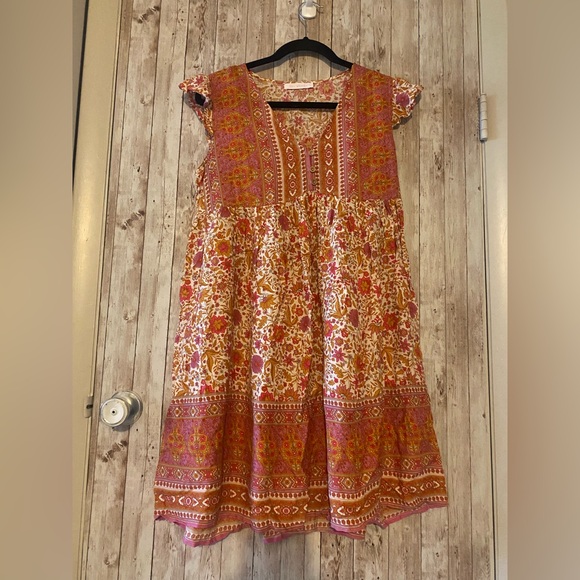 Ces Femme Dresses & Skirts - Ces Femme Pink / Orange Dress Boho loose size small, cottagecore hippy whimsy